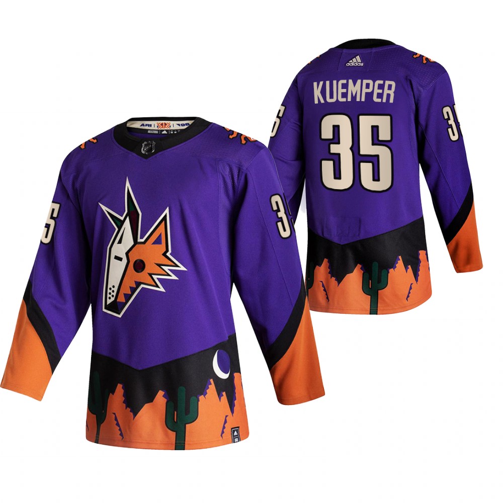 Cheap 2021 Adidias Arizona Coyotes 35 Darcy Kuemper Purple Men Reverse Retro Alternate NHL Jersey